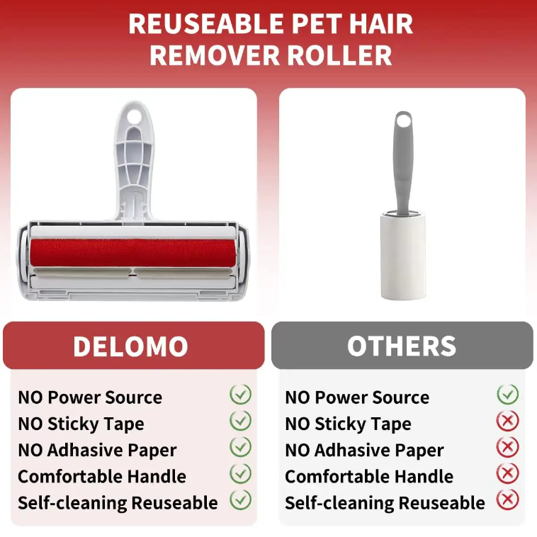 Self Cleaning Reusable Dog Cat Pet Hair Remover Brush Lint Roller Pet Fur Hair Remover for Pets Cleaner Brush